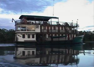 La Esmeralda, just before sunset on the Amazon River.