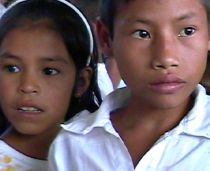 Classmates in a riverside school.