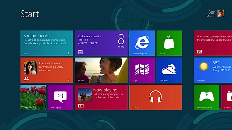 Windows 8 screen.