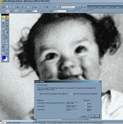 Small scanned photo of author as a toddler, resized in REsize Magic.